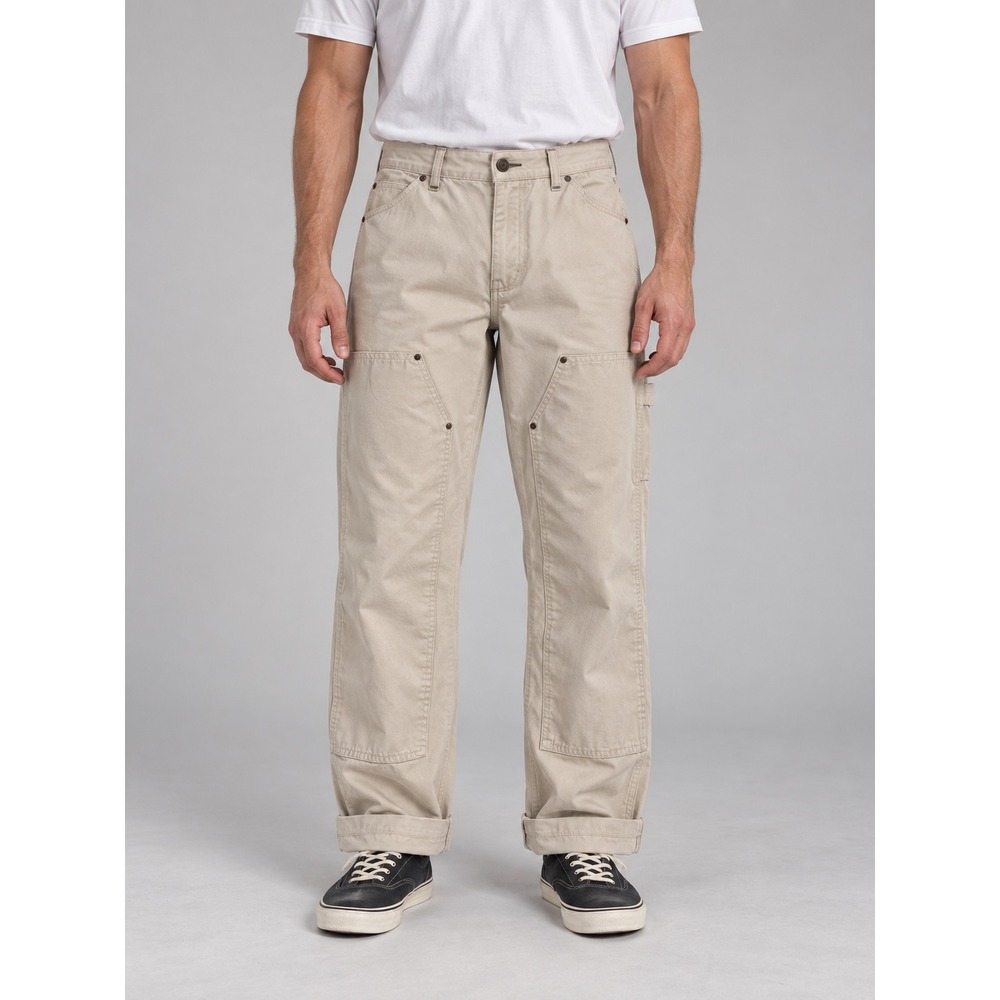 Y2K No Boundaries Mens Double Knee Carpenter Pants Tan Khaki Utility 36x30 b5